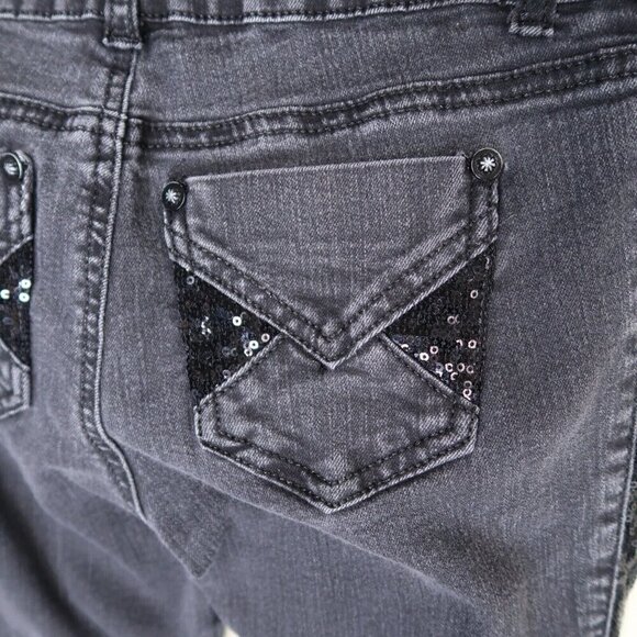 2b Bebe Jeans Womens 25 Skinny Low Rise Jeans Black Sequins Embellished Sides - Picture 9 of 11